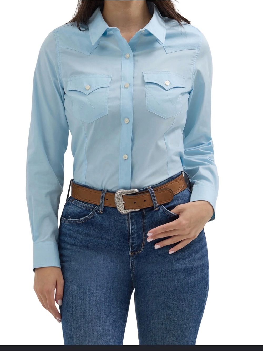 Cowgirl Light Blue Western Button-Down Shirt